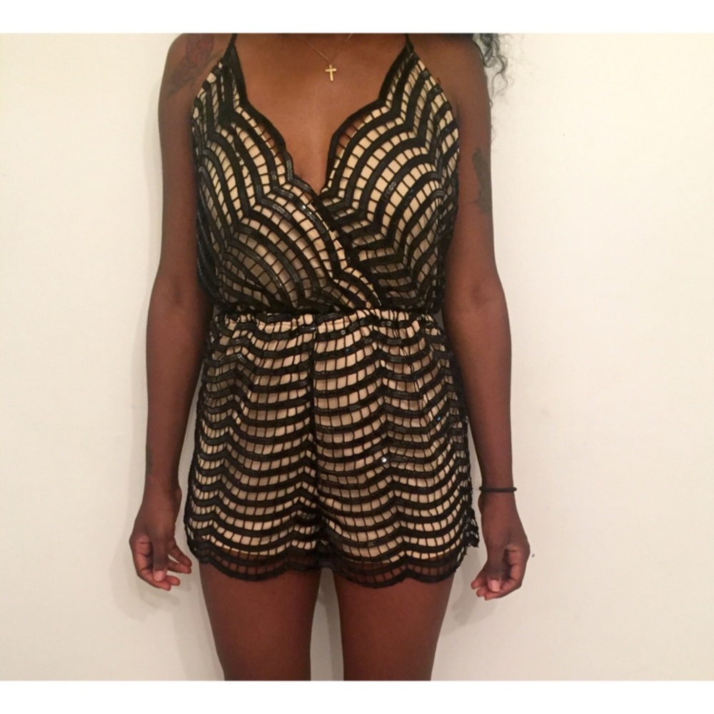 Black and Tan Romper